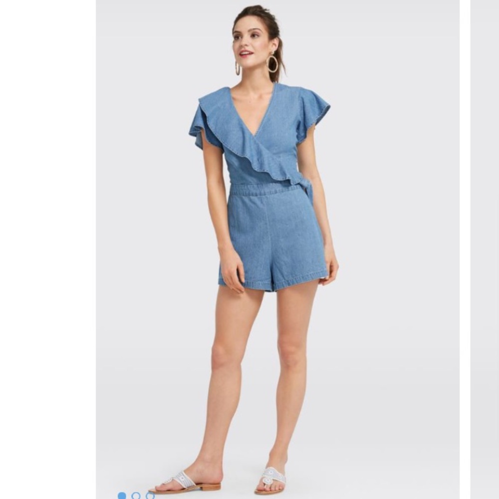 Draper James Chambray Flutter Romper - Picture 2 of 8